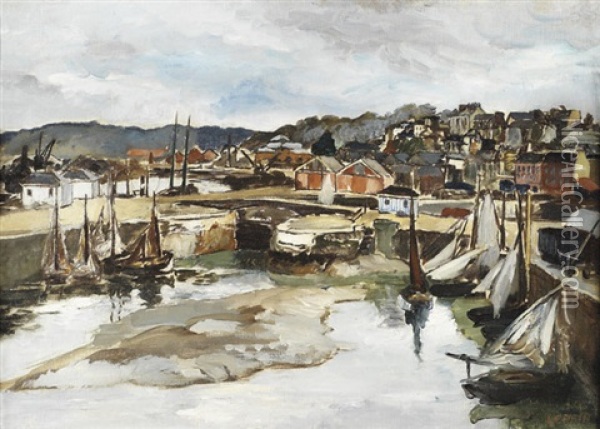 Le Port A Maree Basse Oil Painting - Marcel Francois Leprin
