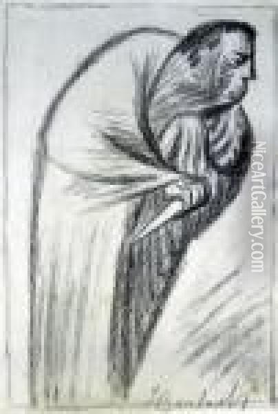 Robed Figure Holding A Dagger Oil Painting - Ernst Barlach