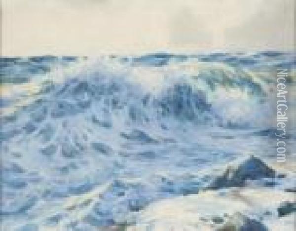 Study Of Waves Oil Painting - Arthur John Trevor Briscoe