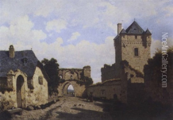 Vue D'un Chateau Oil Painting - Louis Hector Pron