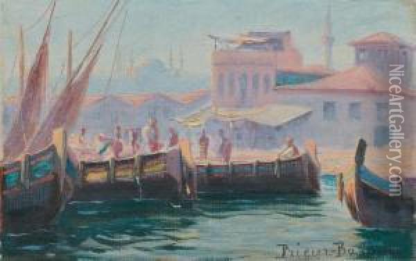 Port Oriental Oil Painting - Francois Leon Prieur-Bardin