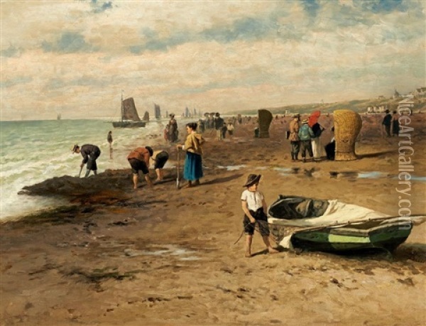 Sommertag Am Strand An Der Hollandischen Kuste Oil Painting - Peter Bucken
