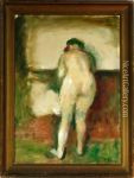 A Study Of A Naked Woman Seen From The Back Oil Painting - Julius Paulsen