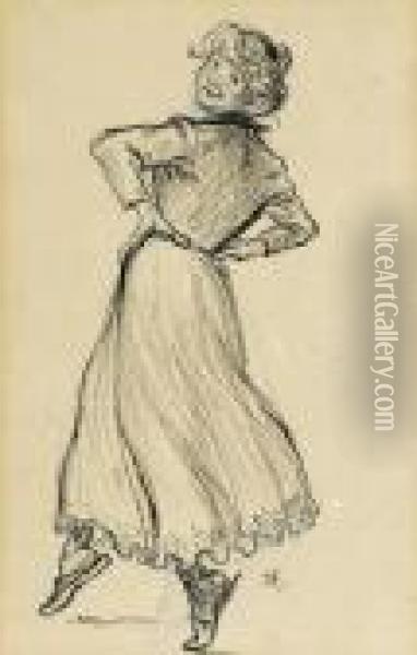Woman Dancing Oil Painting - Theophile Alexandre Steinlen