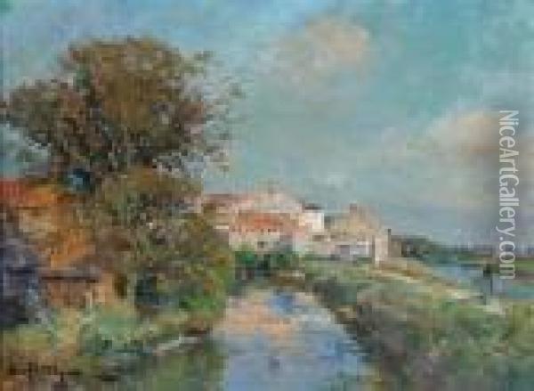 Mill On A River Oil Painting - Edmond Marie Petitjean