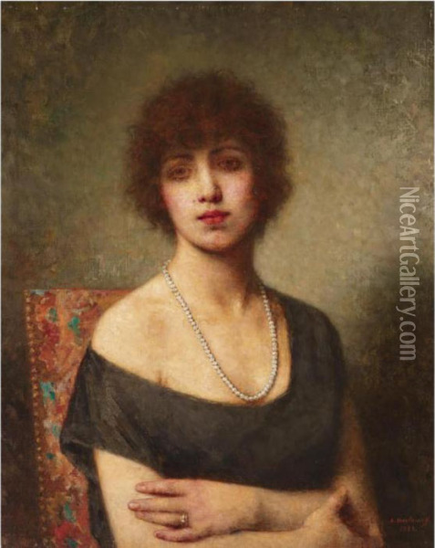 Portrait Of A Lady Oil Painting - Alexei Alexeivich Harlamoff