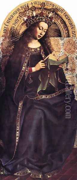 The Ghent Altarpiece- Virgin Mary 1426-29 Oil Painting - Jan Van Eyck