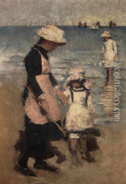 Children On The Beach Oil Painting - Stanhope Forbes
