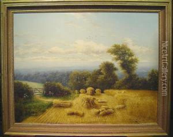 Wheat Sheaves Oil Painting - Charles Henry Passey