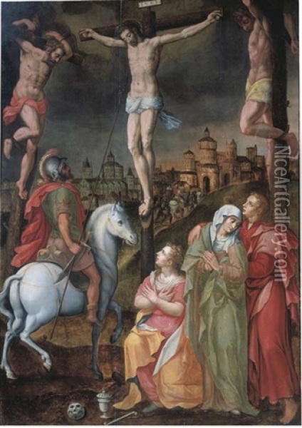 The Crucifixion Oil Painting - Anthuenis Claeissins