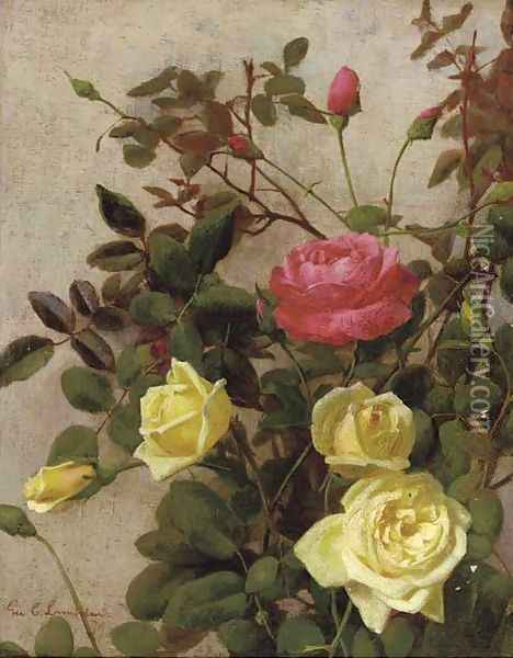 Study of roses Oil Painting - George Cochran Lambdin