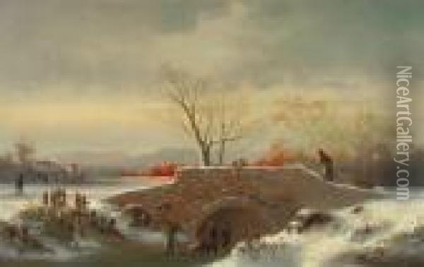 A Winter's Day Oil Painting - Cornelius Krieghoff