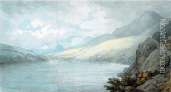 View Of Loch Tay From Near Kenmore, Scotland Oil Painting - John White Abbott
