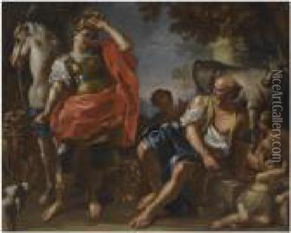 Erminia Among The Shepherds Oil Painting - Francesco de Mura