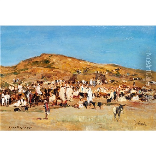 Marche A Medeah (algerie) Oil Painting - Eugene F. A. Deshayes
