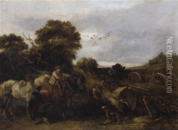 Loggers Oil Painting - Arthur James Stark