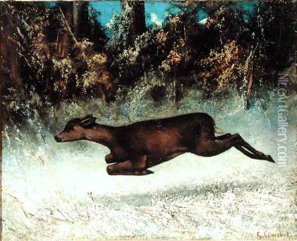 Leaping Doe Oil Painting - Gustave Courbet