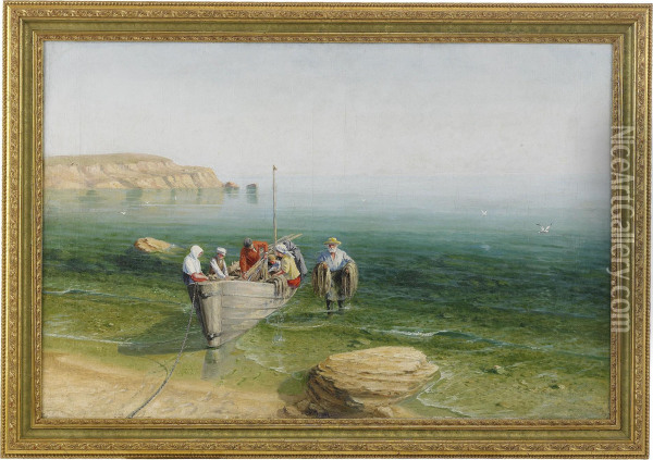 Fishermen On The Black Sea Oil Painting - Sergei Vasilievich Malyutin