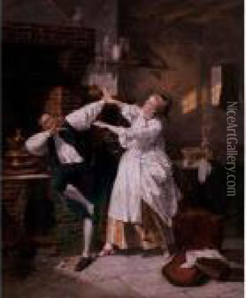 The Games Of Love: A Pair Oil Painting - Charles Desire Hue