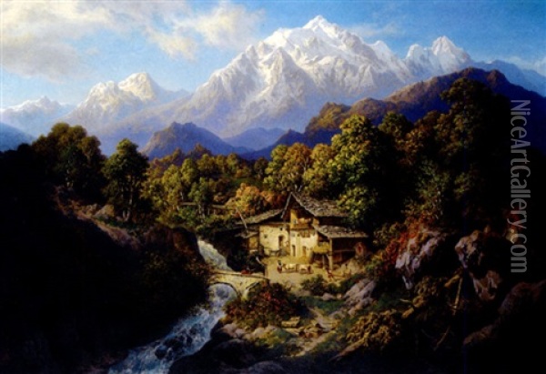 Landschaft Aus Sudtirol Mit Blick Auf Die Marmolata Oil Painting - Paul Rudolf Linke