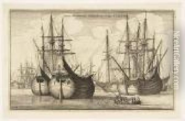 Naves Mercatoriae Hollandicae, Vulgo Vlieten<</b> Oil Painting - Wenceslaus Hollar