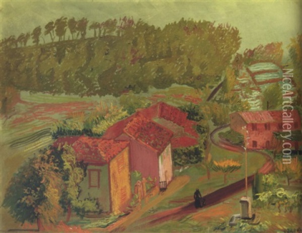 French Village Oil Painting - Boris Dmitrievich Grigoriev
