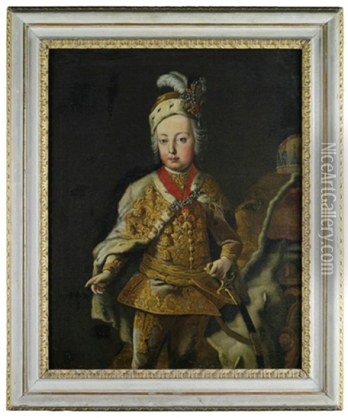 Portrait Josephs Ii, Als Kind Mit Der Osterreichischen Kaiserkrone Im Hintergrund Oil Painting - Martin van Meytens the Younger
