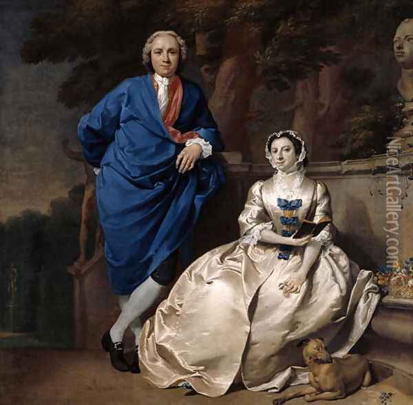 Portrait of George Michael Moser 1706-83 and his wife, Mary Guynier, c.1742 Oil Painting - Carl Marcus Tuscher