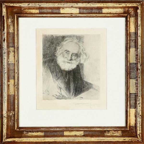 Portrait Of The Danishpainter Vilhelm Kyhn Oil Painting - Peder Severin Kroyer