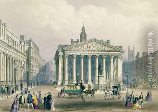 The Royal Exchange and the Bank of England, lithograph by T. Picken, printed by Day and Son., published by Rudolph Ackerman, 1851 Oil Painting - George (Sydney) Shepherd
