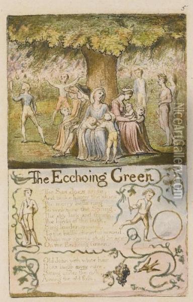 The Ecchoing Green: Both Plates Oil Painting - William Blake