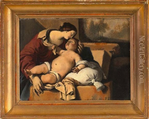 The Mother's Kiss Oil Painting - Emile Hugoulin