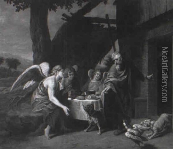 Abraham And The Three Angels Oil Painting - Jan Josef Horemans the Younger