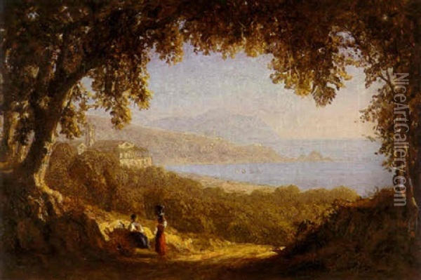 La Riviera De Ponente, Genoa Oil Painting - Sanford Robinson Gifford