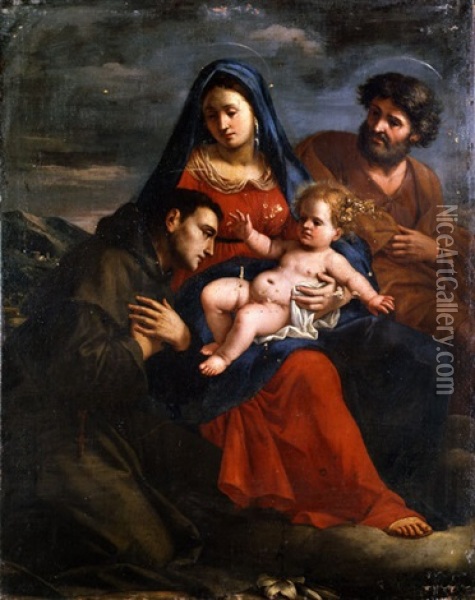 Sacra Famiglia Con Sant' Antonio Da Padova Oil Painting - Giacinto Gimignani