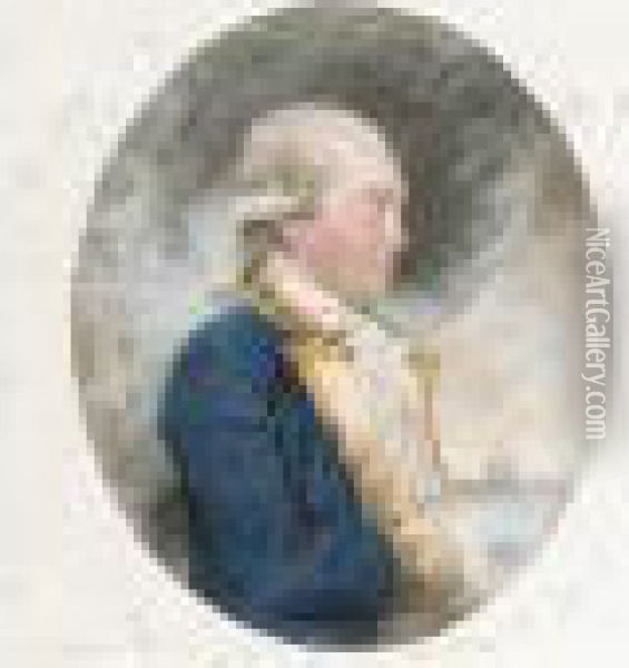 Portrait Of Admiral John Gell Oil Painting - John Downman