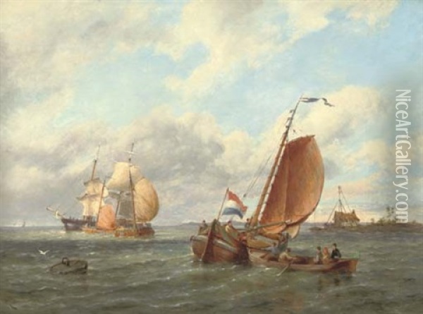 On The Zuiderzee-holland Oil Painting - Pieter Cornelis Dommershuijzen