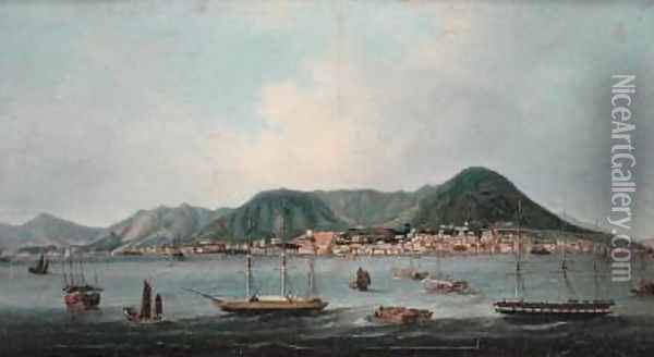 Harbour at Hong Kong Oil Painting - Lam Qua