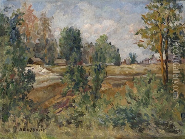 Village Landscape Oil Painting - Aristarkh Vasilevich Lentulov