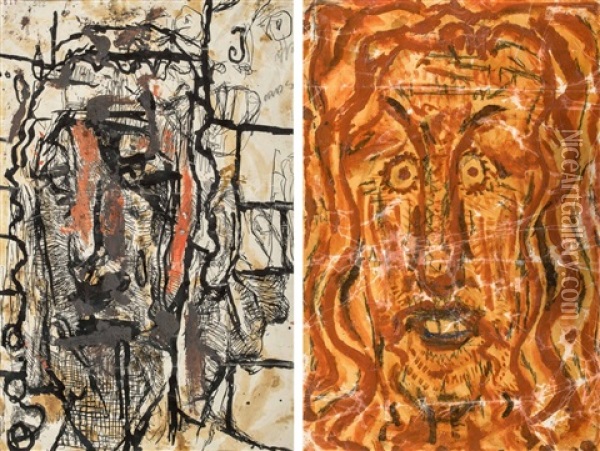 Visage De Face (recto) Und Christ (verso) Oil Painting - Louis Soutter