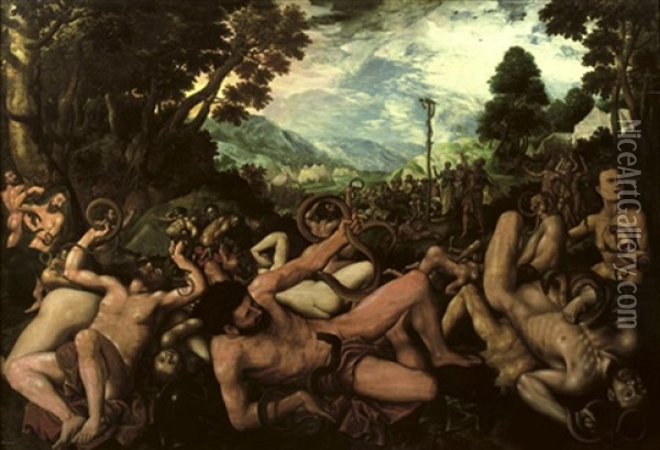 The Brazen Serpent Oil Painting - Frans Floris the Elder