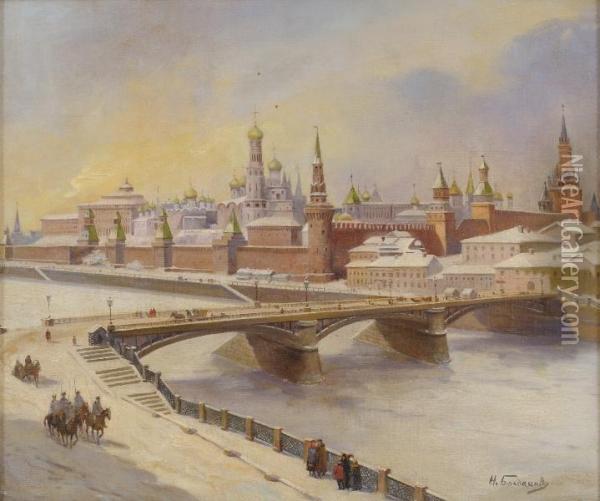 Talvine Moskva Oil Painting - Nikolaj Bogdanov