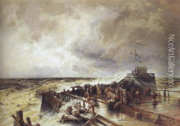 Un Sinistre En Mer (canale De La Manche), Boulogne Oil Painting - Jean-Baptiste-Arthur Calame
