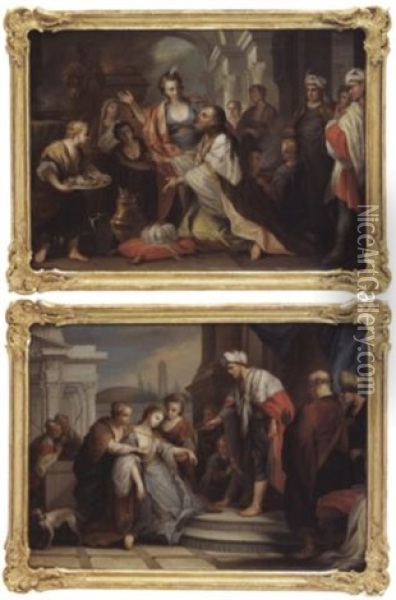 Ahasverus Macht Esther Zur Konigin Oil Painting - Joseph Esperling