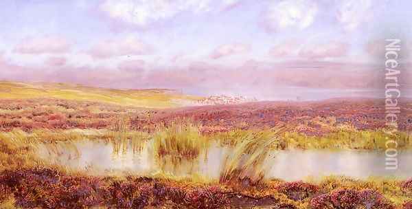 A View Of Whitby From The Moors Oil Painting - John Edward Brett