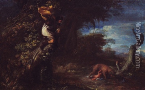 Mars Observing Romulus And Wolf Oil Painting - Adam Elsheimer