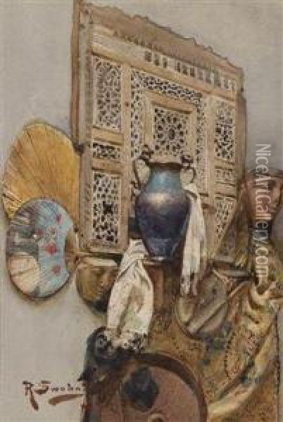 A Still Lifewith Oriental Objects Oil Painting - Rudolf Swoboda