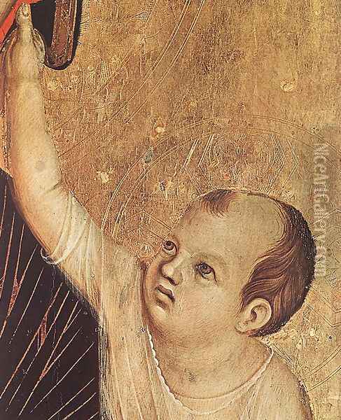 Crevole Madonna (detail) 1283-84 Oil Painting - Duccio Di Buoninsegna