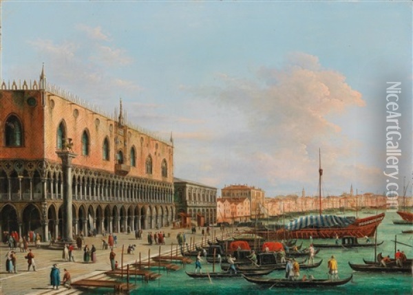 The Palazzo Ducale And The Riva Degli Schiavoni Oil Painting - Giuseppe Bernardino Bison