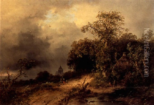 The Approaching Thunderstorm Oil Painting - Josefus Gerardus Hans